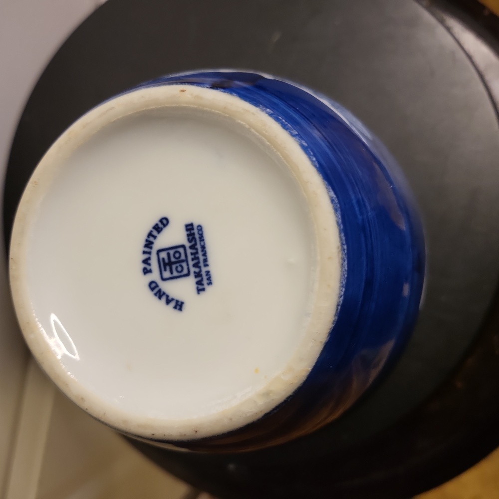 Takahashi San Francisco Hand-Painted Porcelain Blue & White Bonsai Tree Vintage - Picture 8 of 10